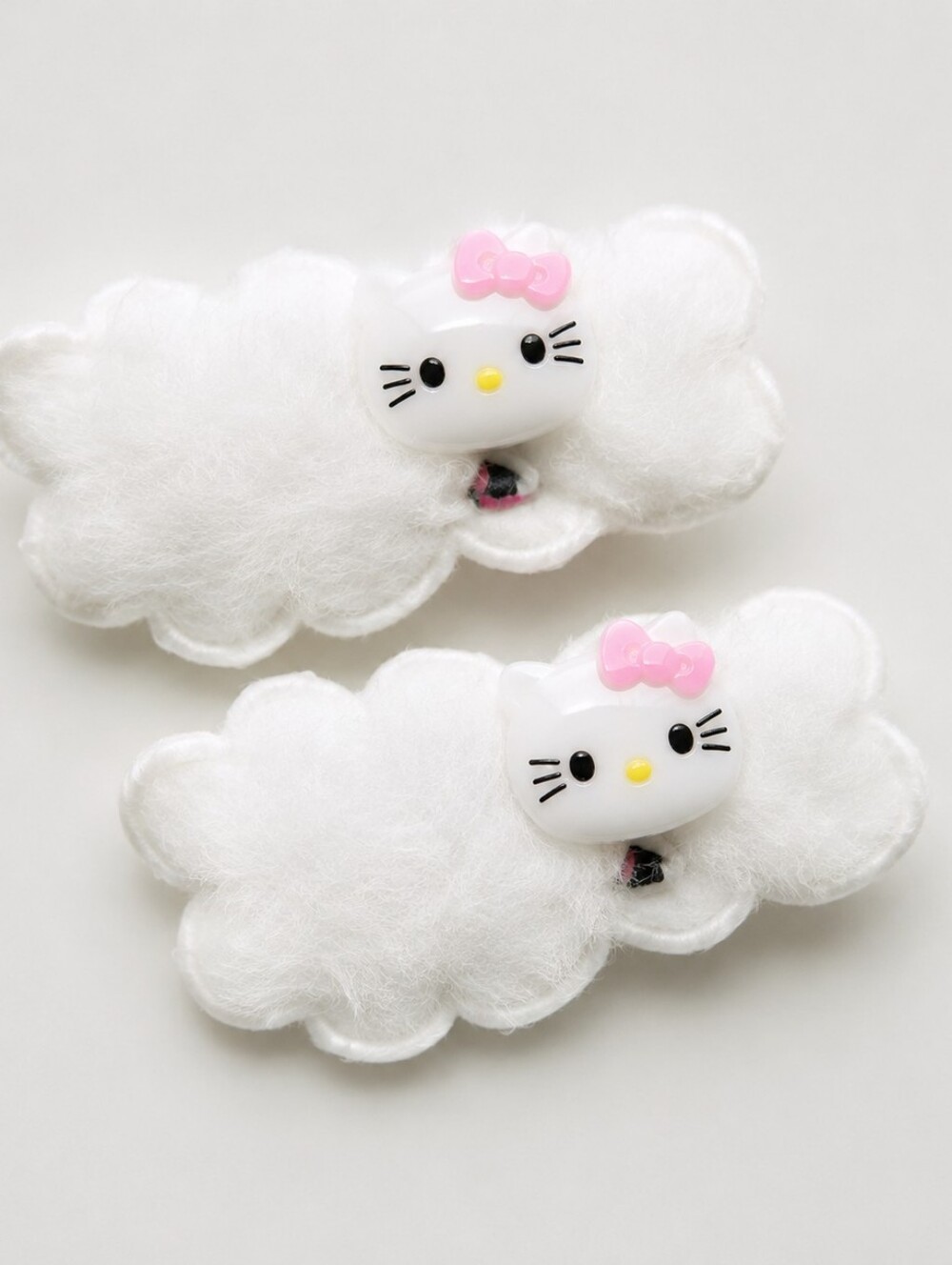 Hello Kitty Fur Hair Barrette Set  2-Piece Cute Kawaii Hair Clips | Sanrio